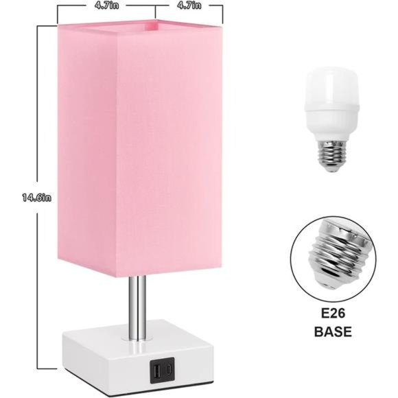 Touch Control Table Lamp with USB A+C Charging Ports, 3 Way Touch Lamps - Picture 4 of 5